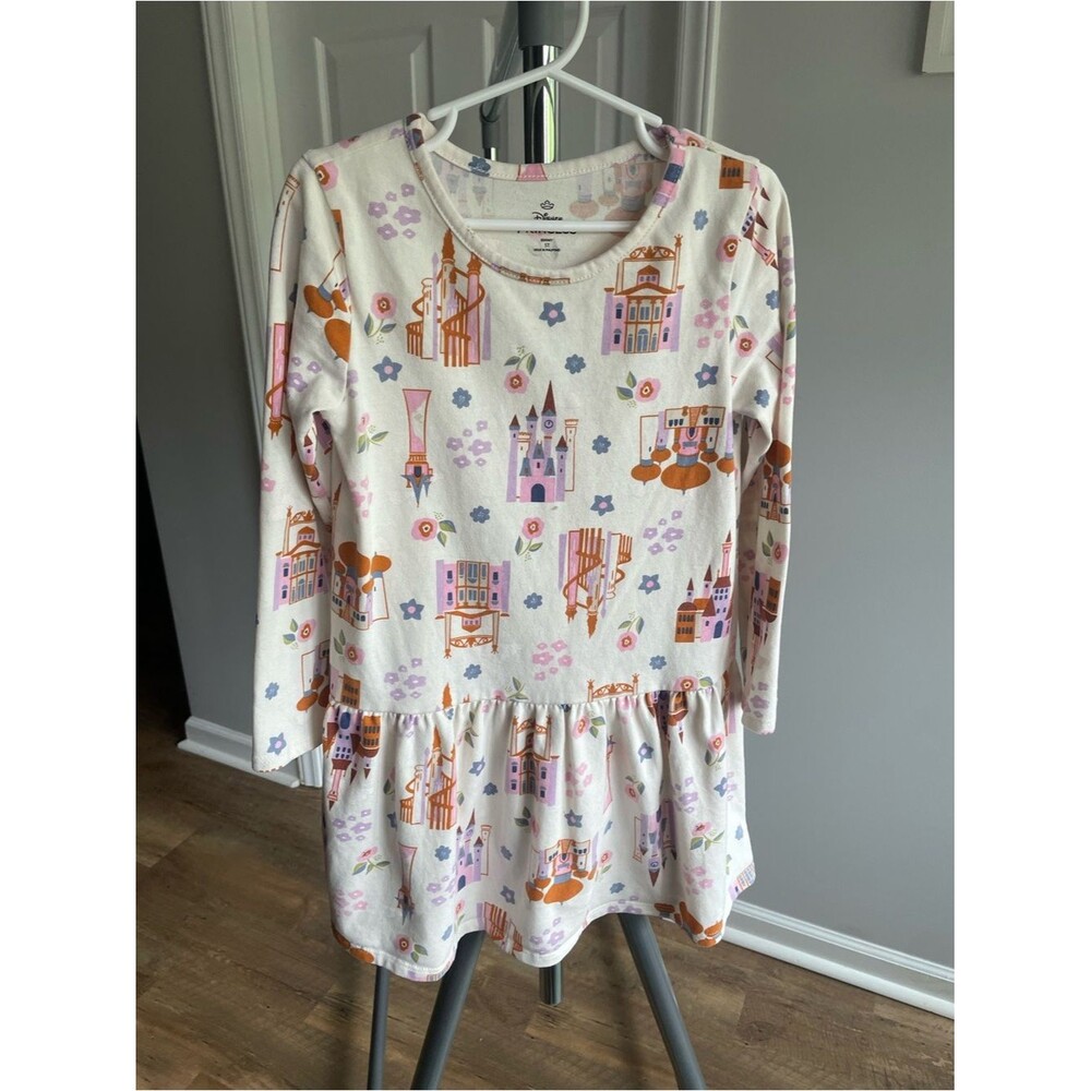 Disney Princess Cream Dress with Pink, Orange & Lavender Prints